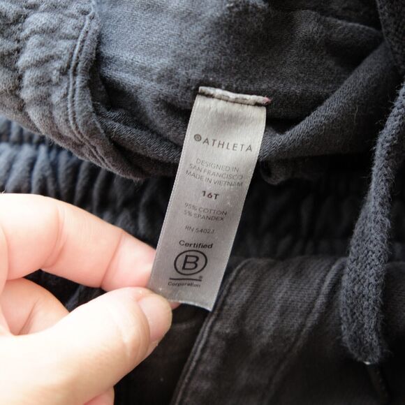 Athleta Farallon Bermuda Shorts Women Sz 16‎ Tall Black  Cotton Knit Drawstring - Picture 6 of 11
